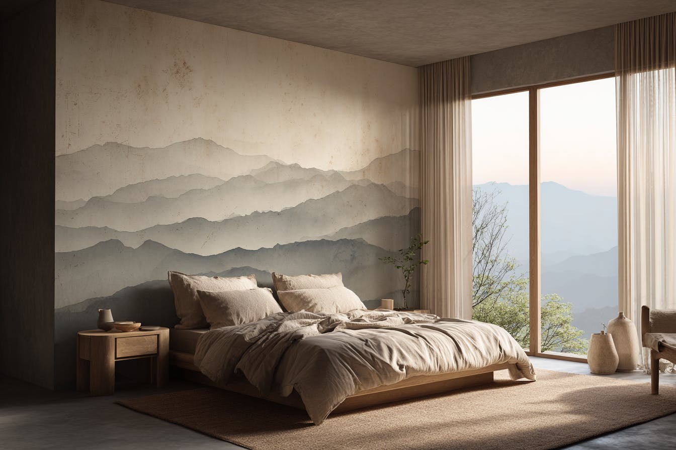 Chambre papier peint zen