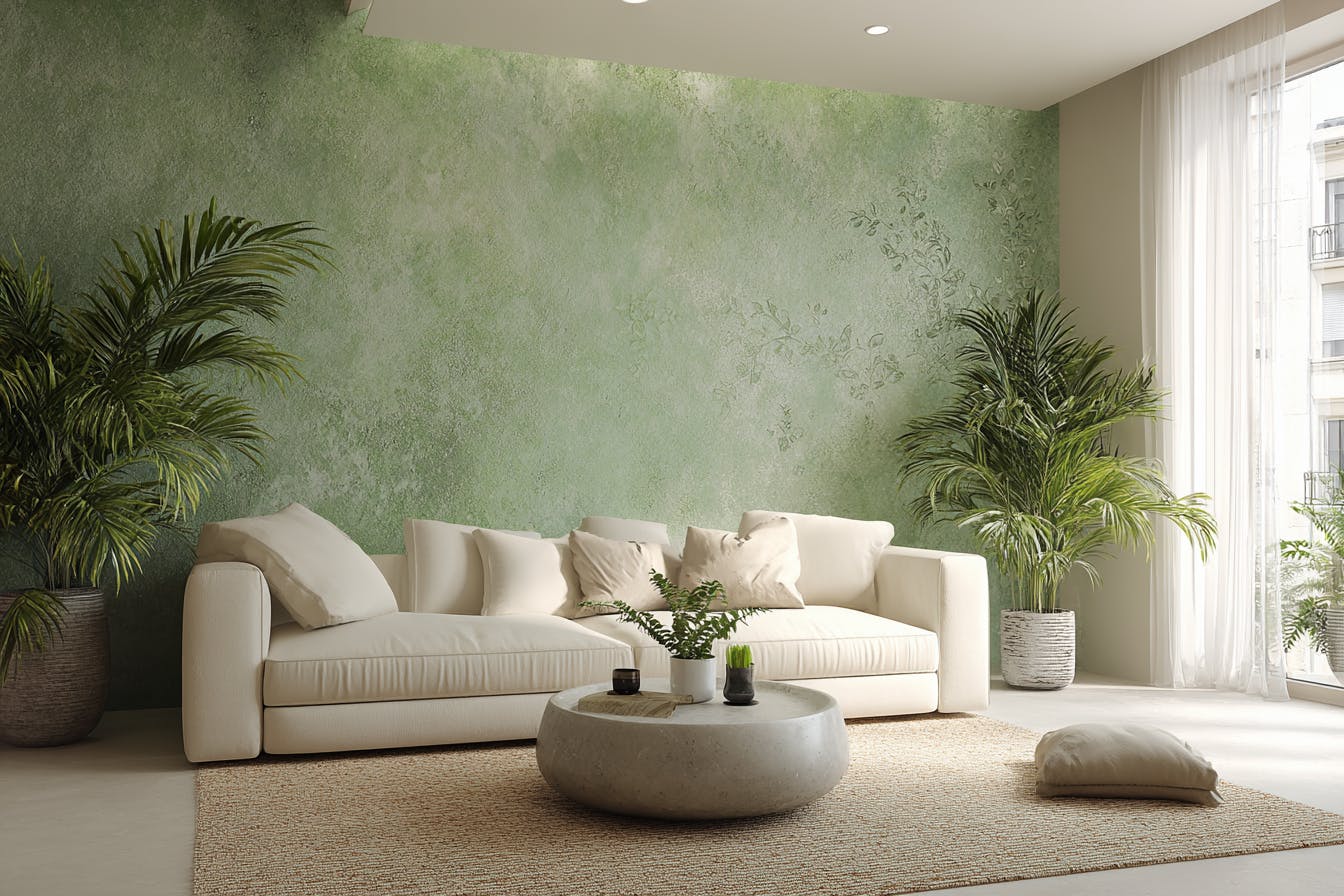 Salon papier peint zen