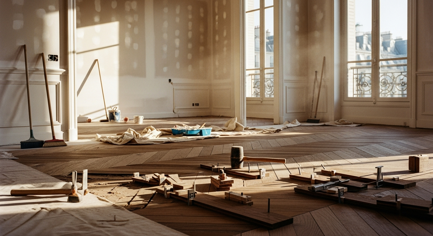 Travaux de rénovation dans un appartement haussmannien pour déficit foncier