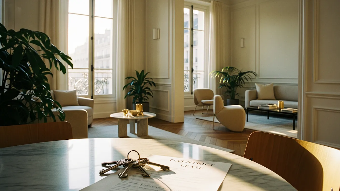 Clés d'appartement et contrat de bail pour location immobilière