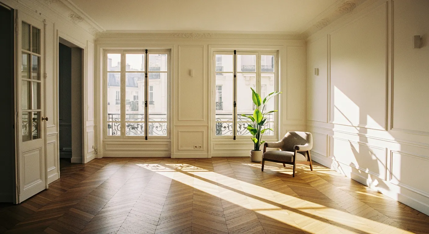 Appartement lumineux avec parquet en point de Hongrie, représentant un investissement locatif