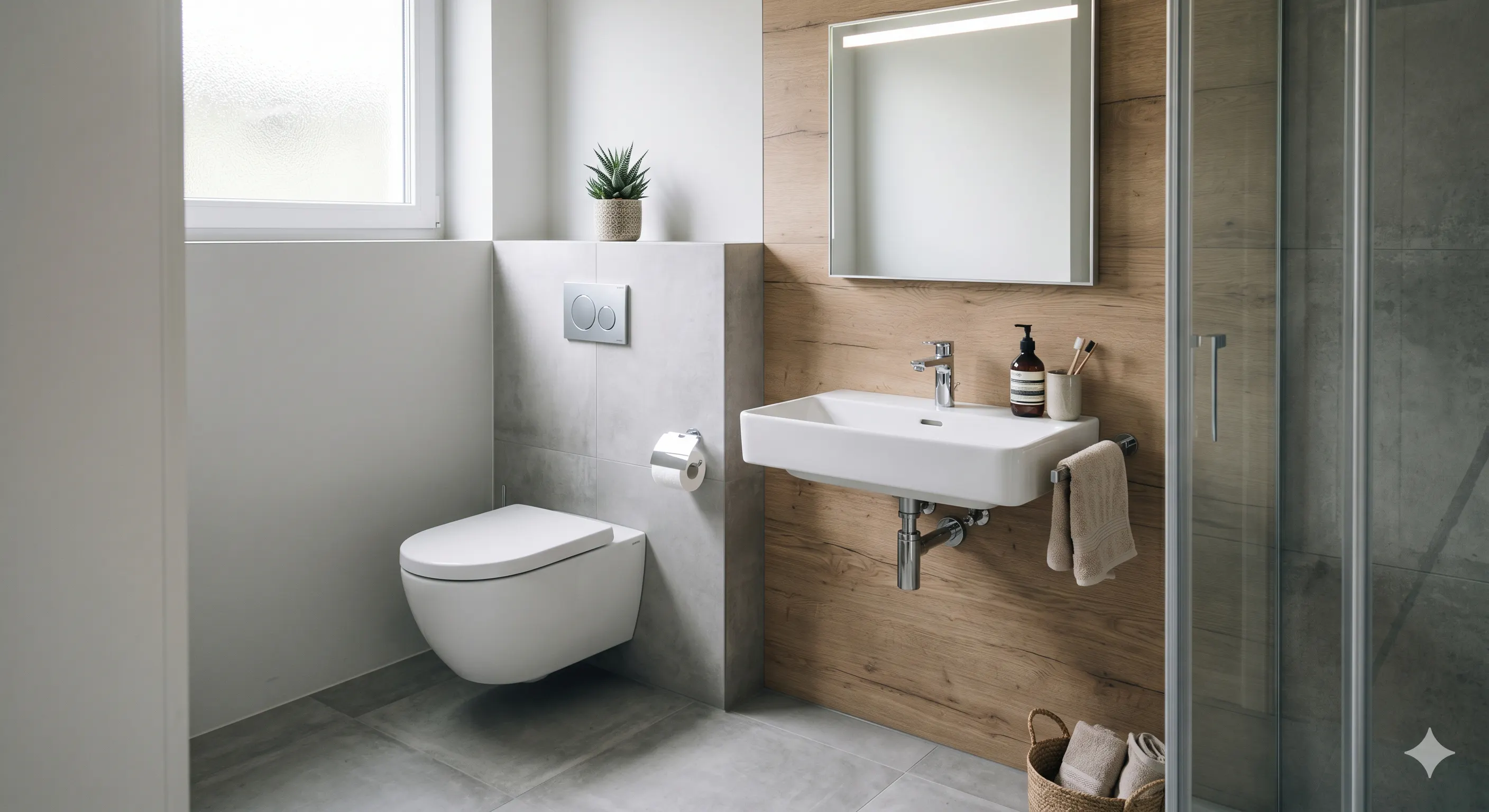 Salle de bain toilettes et évier suspendus