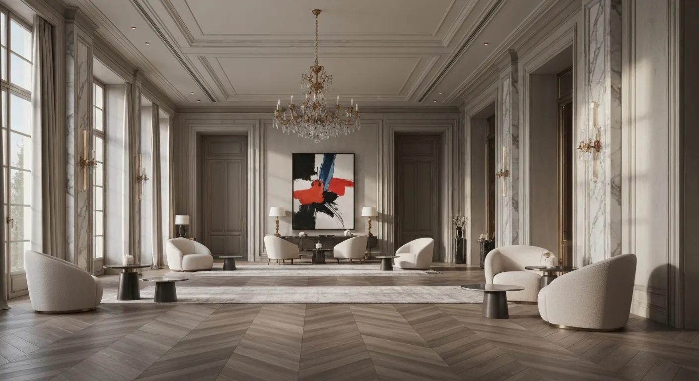 Décoration intérieure de luxe - grand salon avec finitions haut de gamme