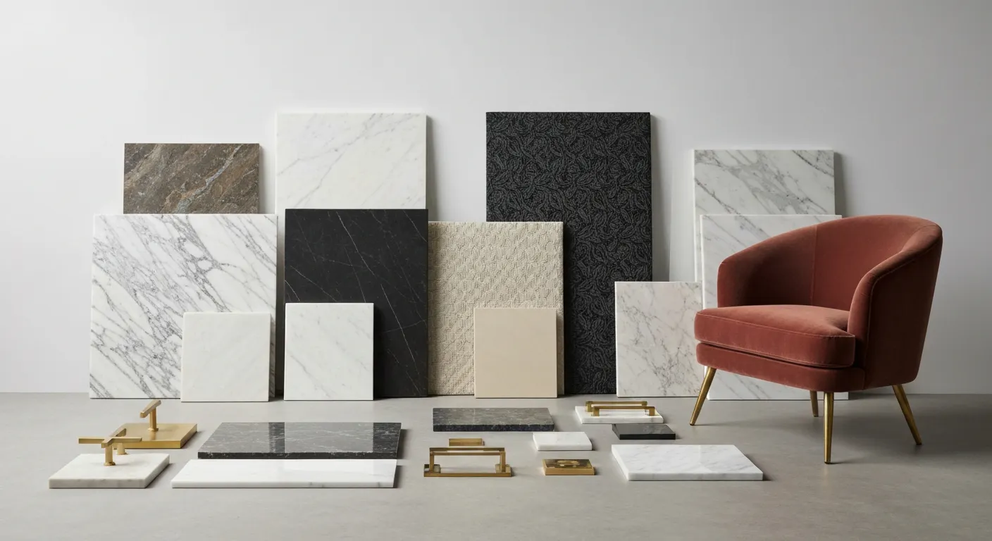 Matériaux et finitions haut de gamme pour décoration intérieure luxe