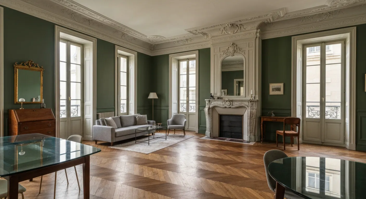 Appartement des Chartrons à Bordeaux - hauts plafonds et moulures classiques