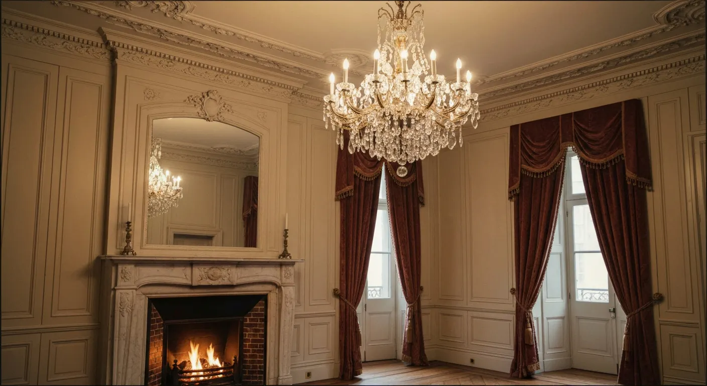 Intérieur classique versaillais, parquet point de Hongrie et moulures