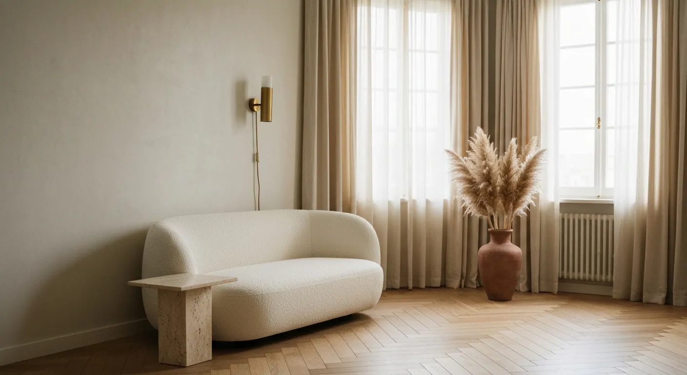 Intérieur tendance soft luxury et japandi pour appartement versaillais rénové