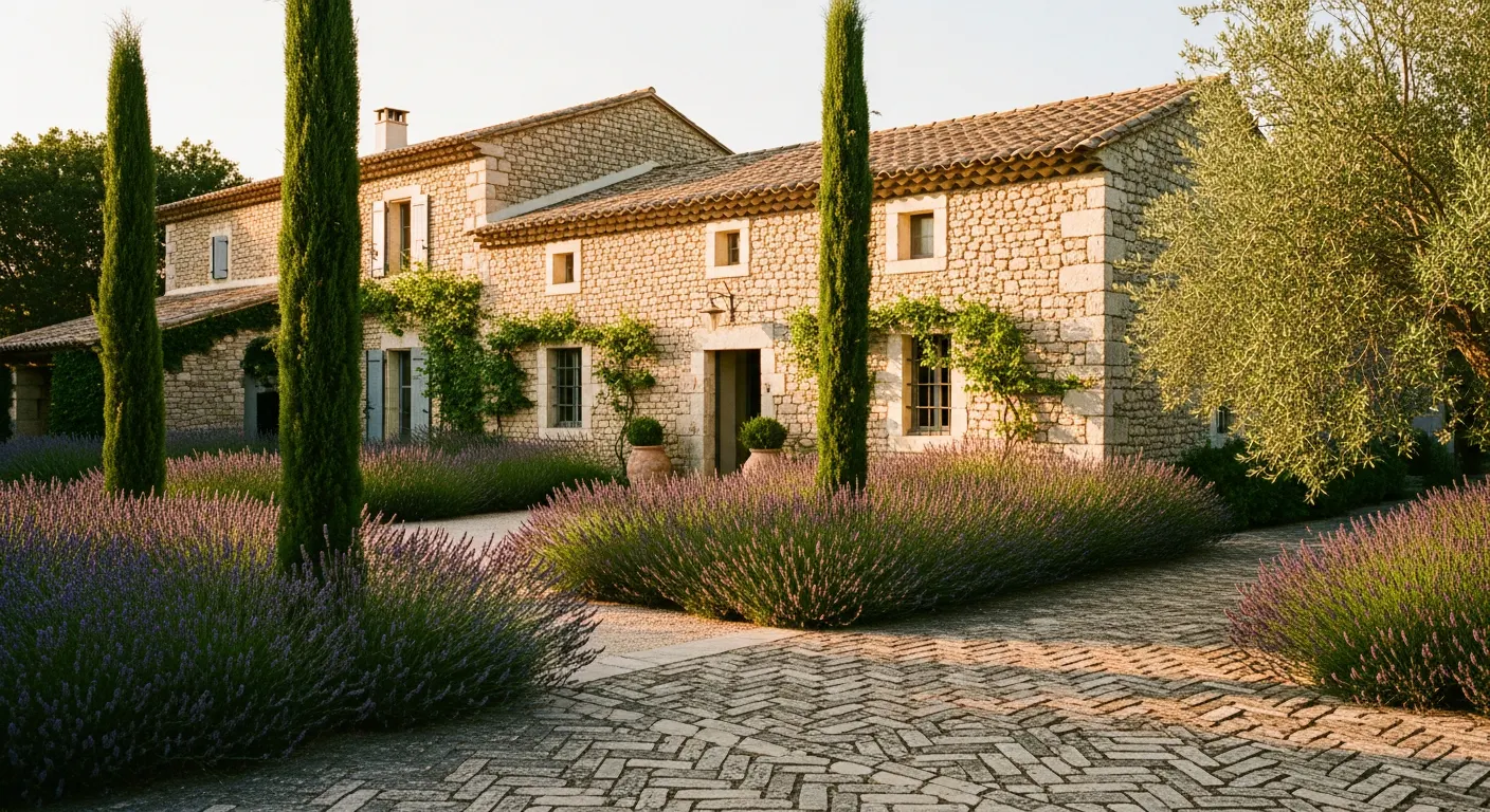 Bastide provençale à Aix-en-Provence avant rénovation, façade en pierre calcaire et tuiles canal
