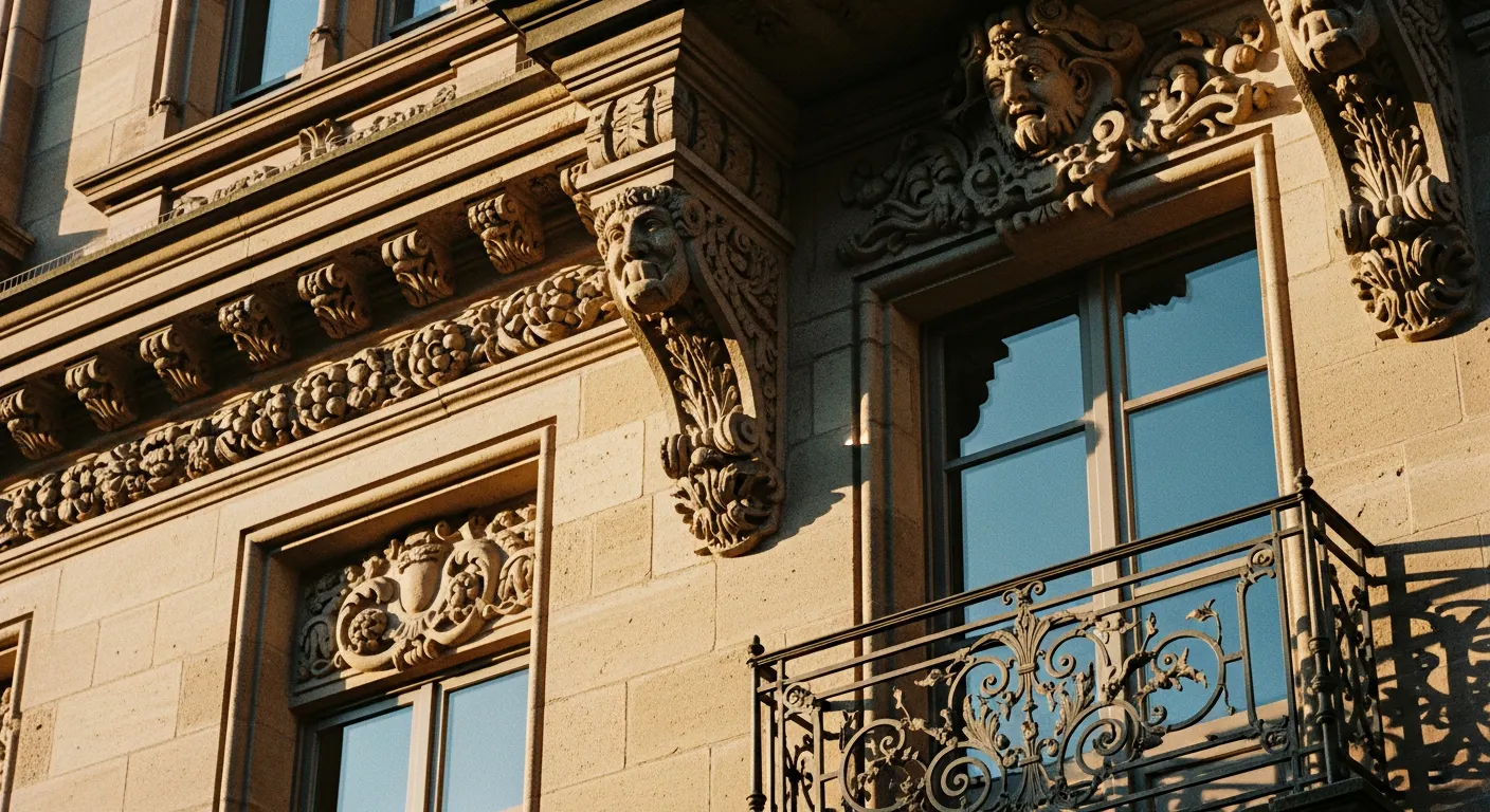 Détail architectural du Neustadt de Strasbourg, secteur classé UNESCO