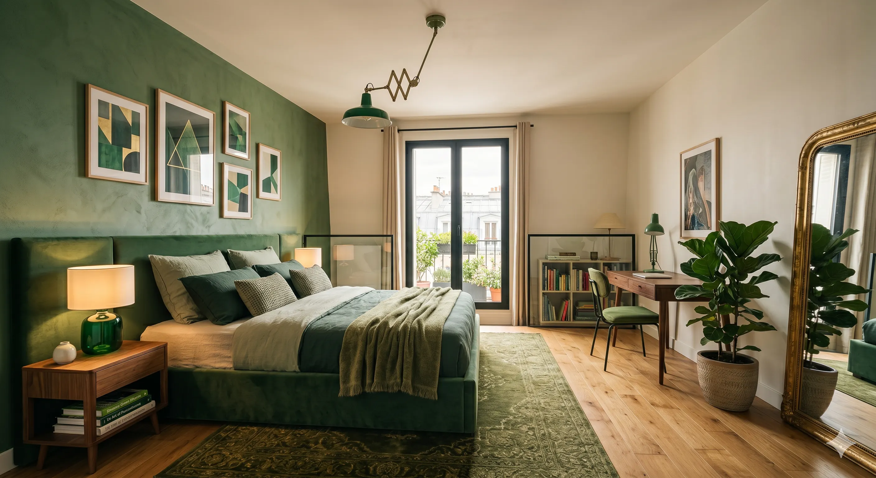 Chambre parentale verte 