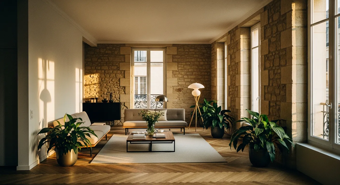 Espace de vie contemporain aménagé par un architecte d'intérieur à Bordeaux