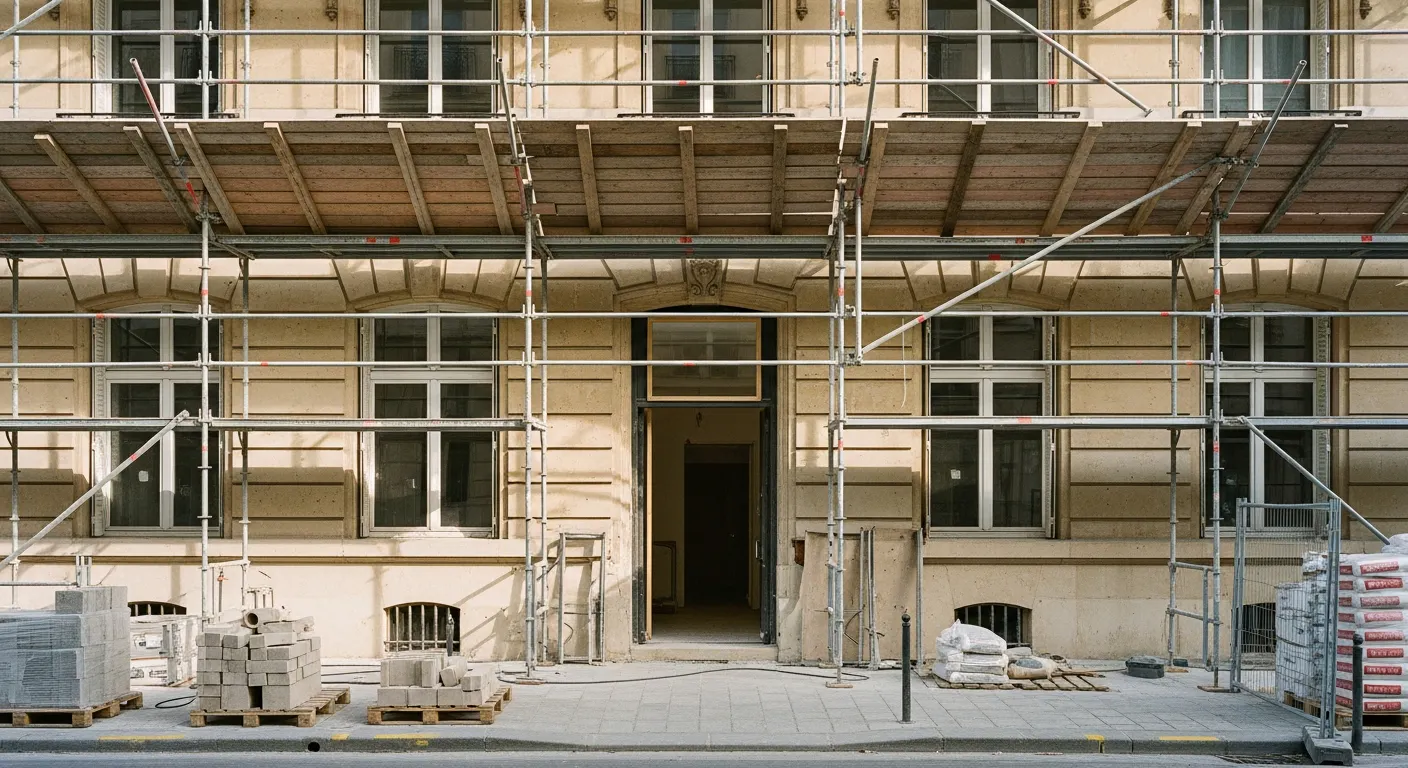 Transformation d'un local commercial en logement dans un immeuble haussmannien parisien
