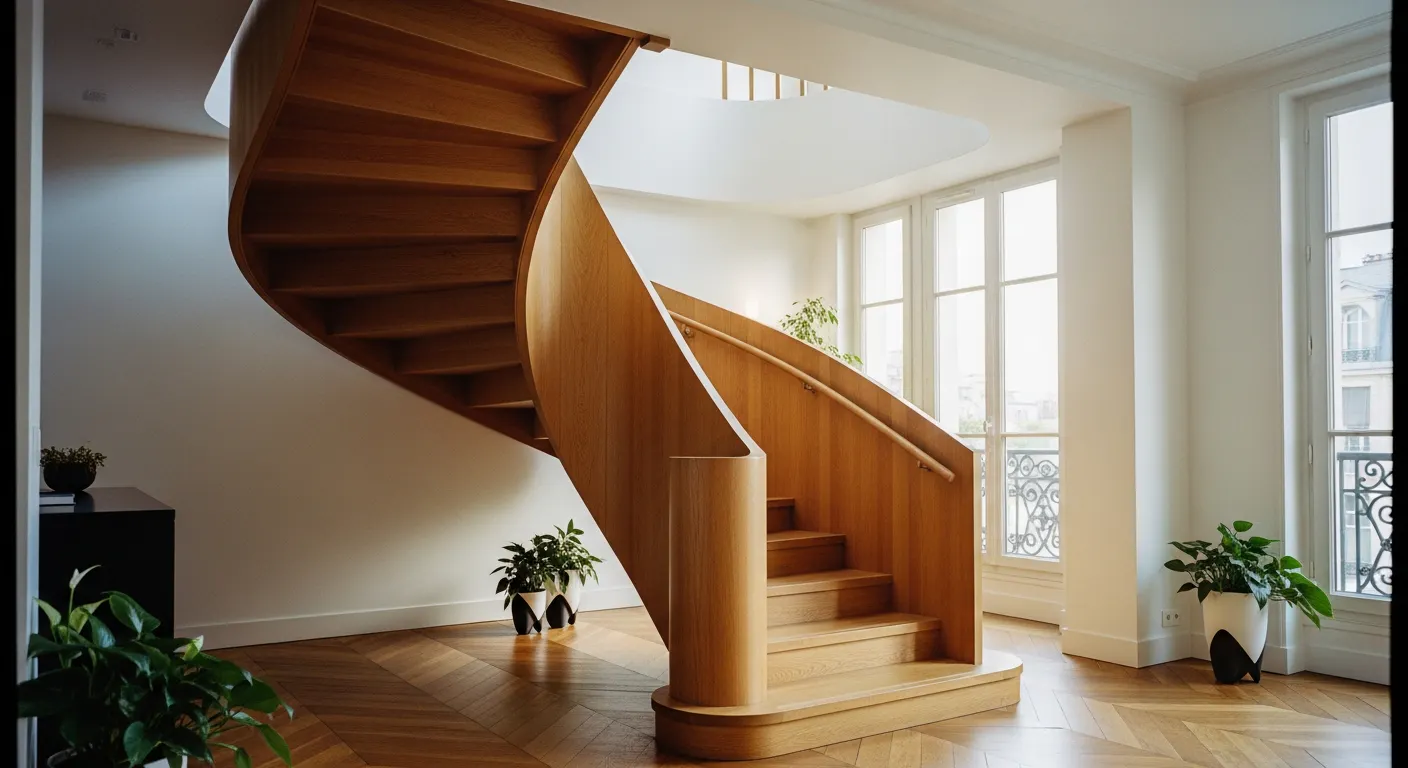 Escalier sur-mesure dans un appartement duplex sous les combles