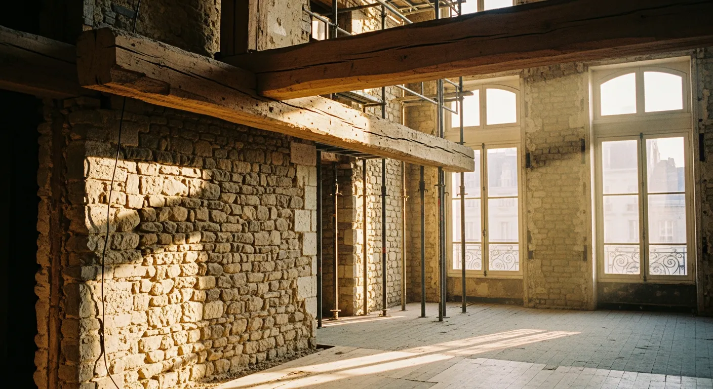 Travaux de gros œuvre lors d'une réhabilitation lourde d'immeuble