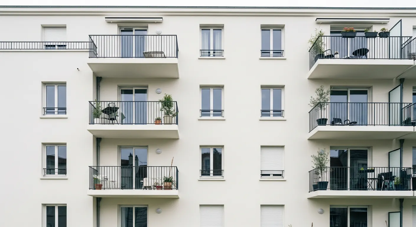 Facade d'un immeuble apres rehabilitation complete avec isolation thermique
