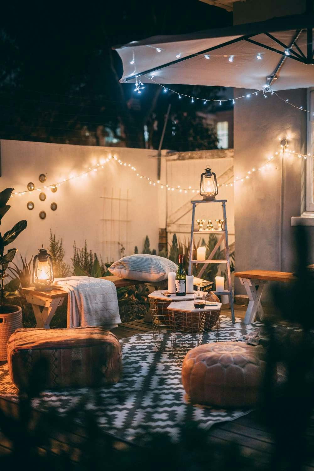 terrasse décoration lumière