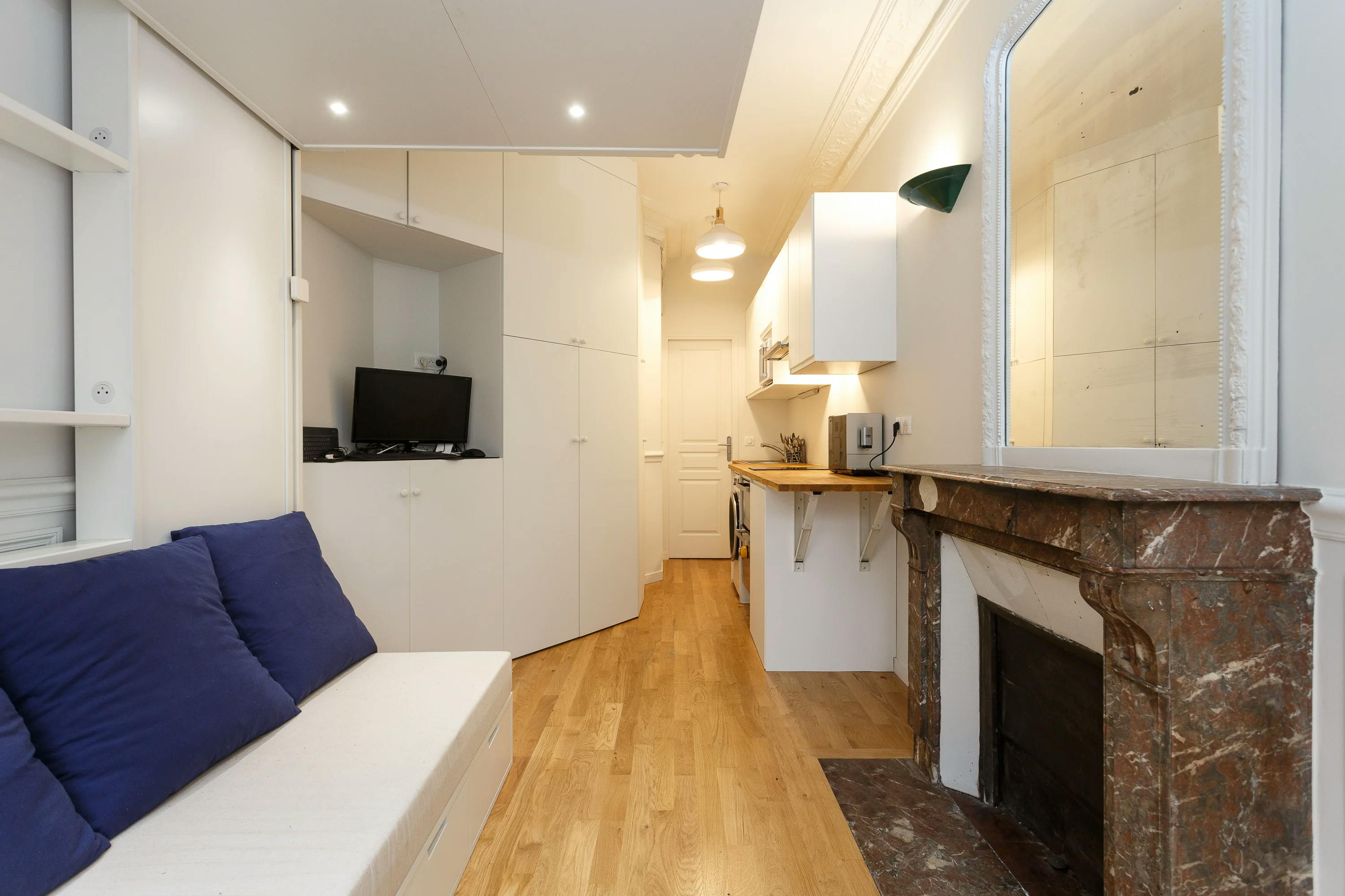 studio rénové lumineux paris salon