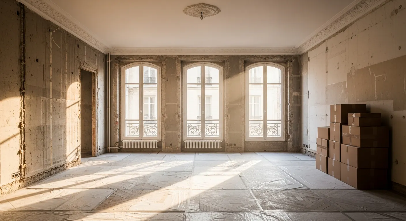 Appartement vide pendant des travaux de rénovation