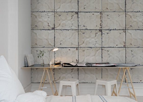 papier peint trompe l'oeil blanc chambre