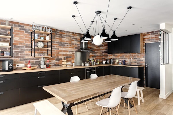 Rénovation appartement Paris 16 - vue cuisine et salle à manger