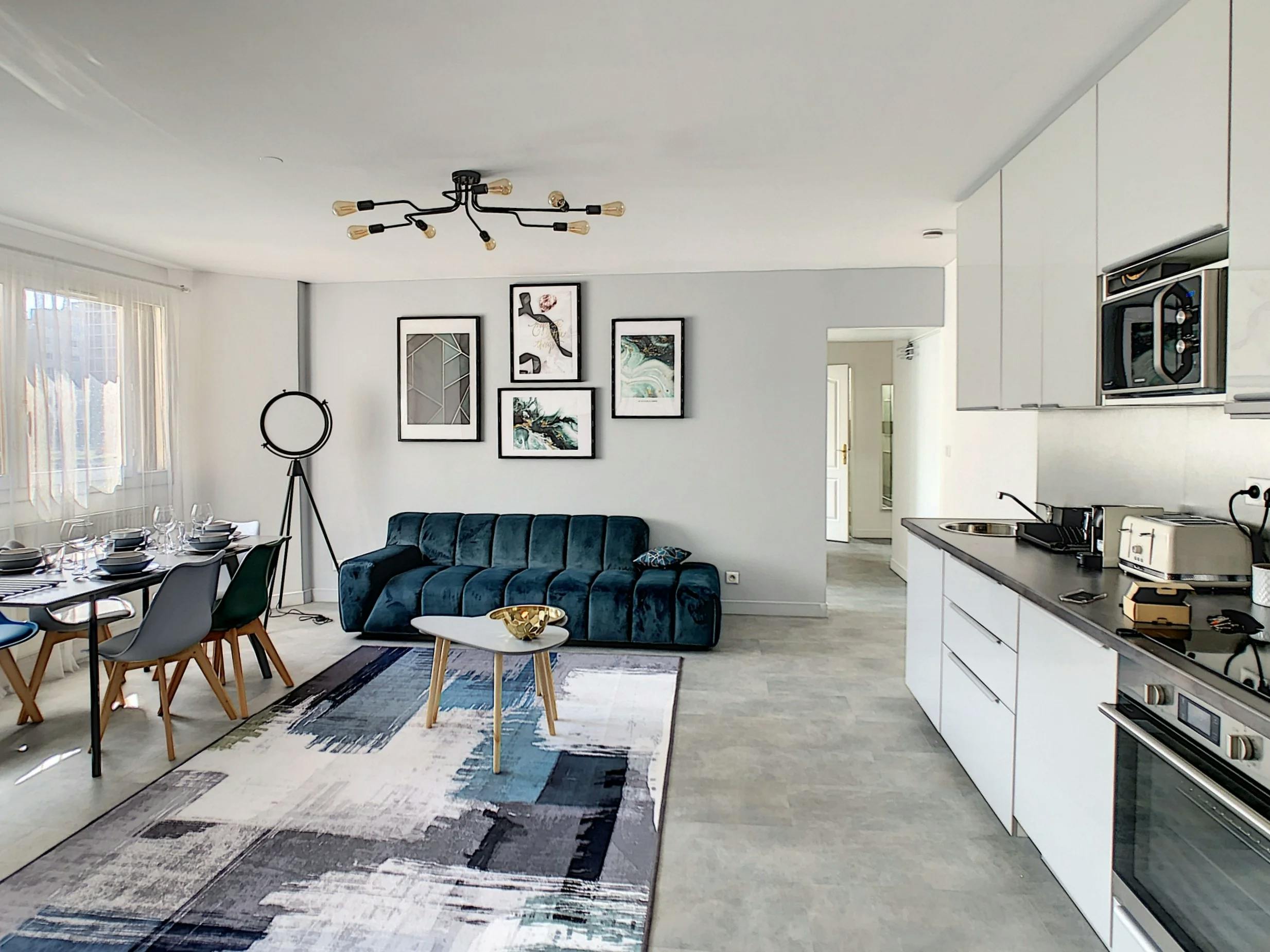 Appartement vue séjour et cuisine