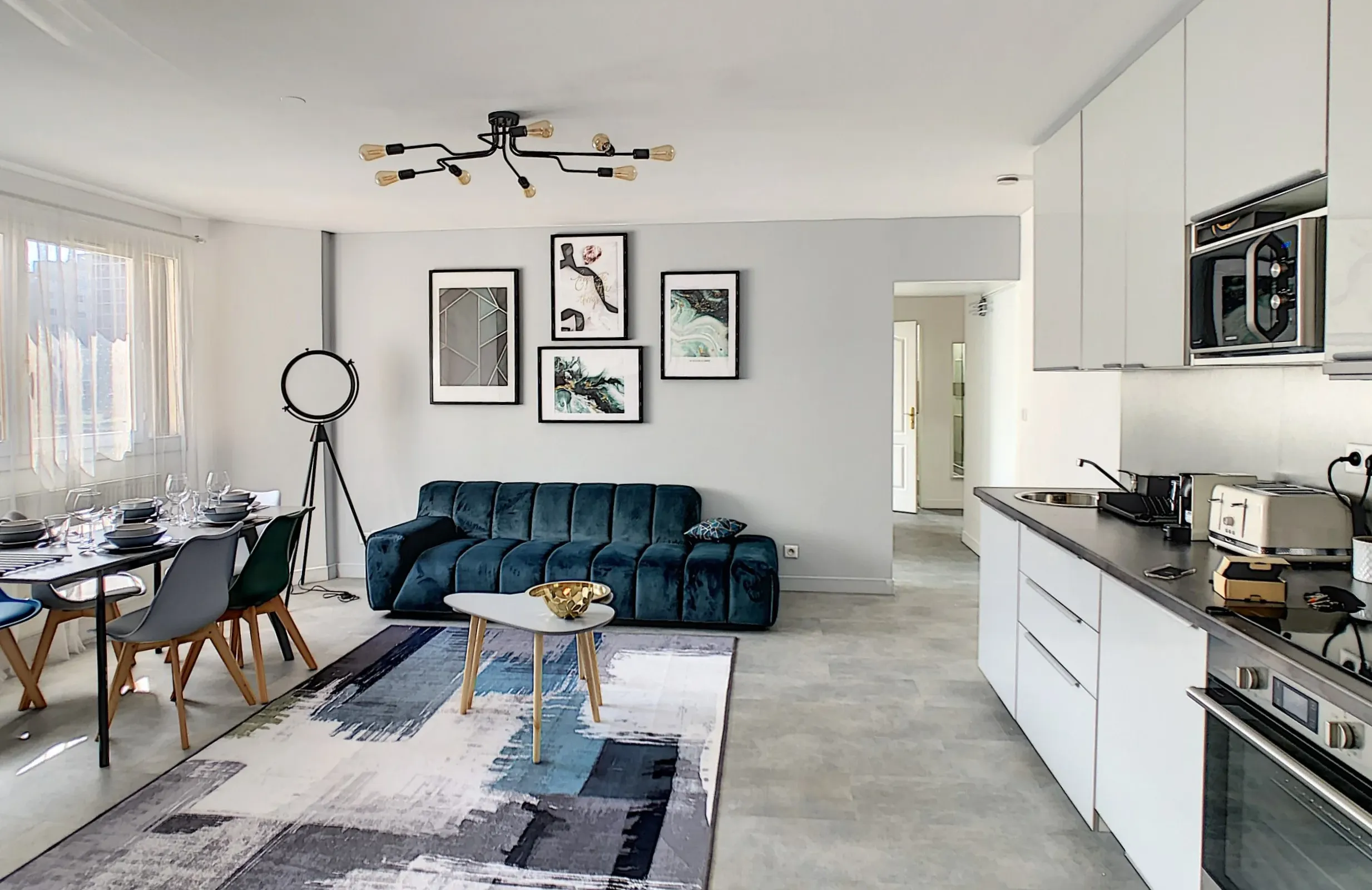 Appartement vue séjour et cuisine