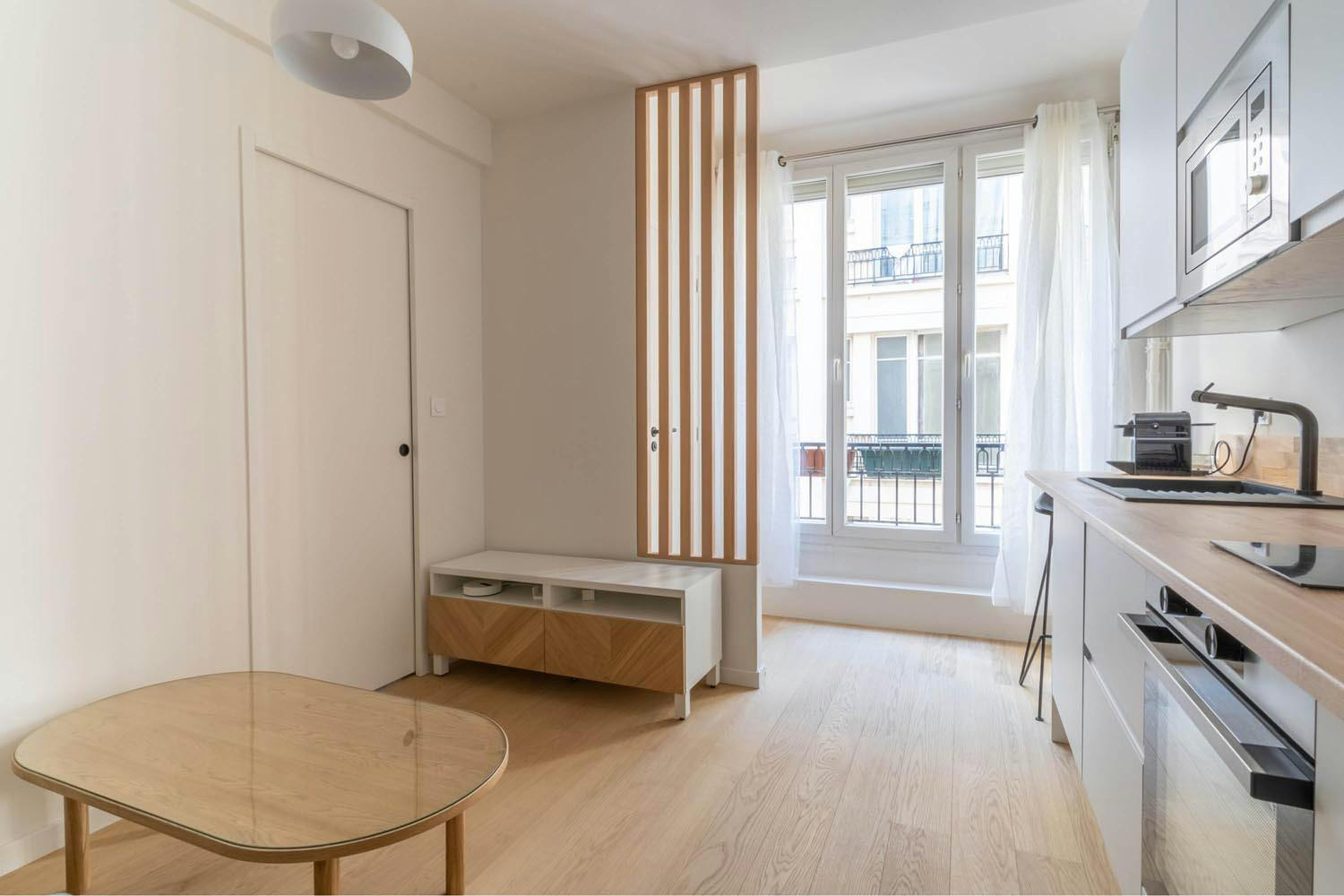 Rénovation appartement 31m2 Paris 18 entrée cuisine