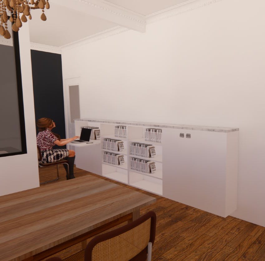 Plans 3D bureau bibliothèque