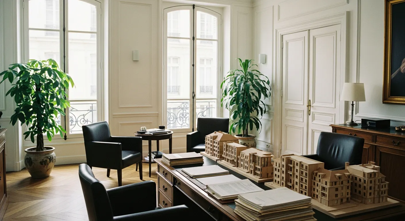 Bureau juridique avec documents immobiliers - création holding immobilière