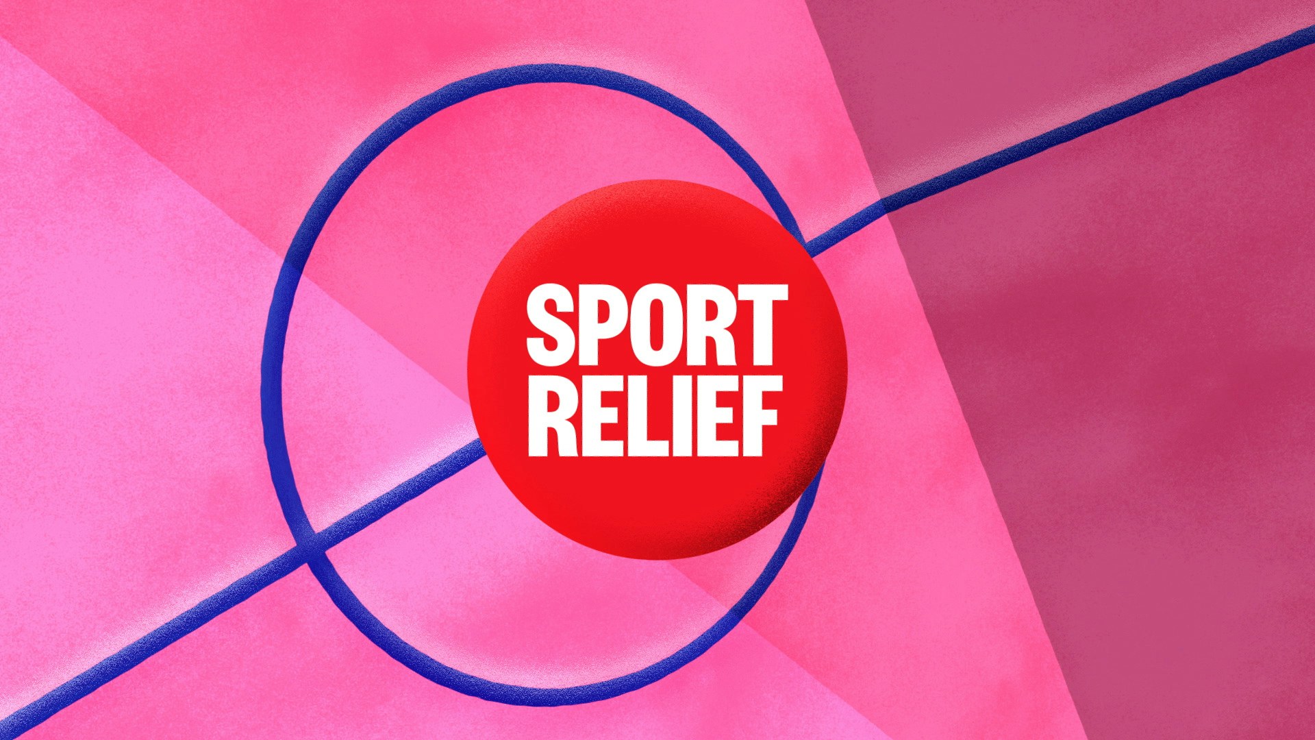 Sports relief 2020 Title design pink with blue lines