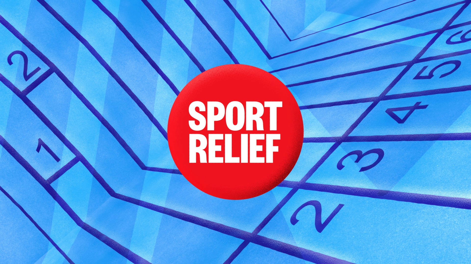 Sports relief 2020 Title design light blue with dark blue lines