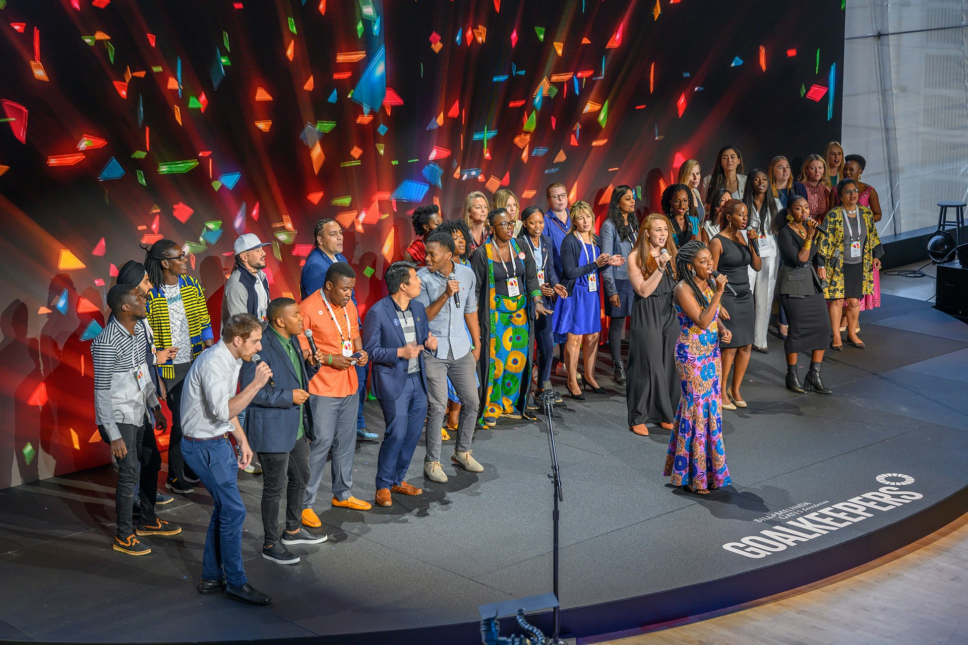 Goalkeepers 2019 group on stage