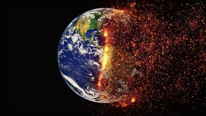 Climate change global warming burning planet Earth