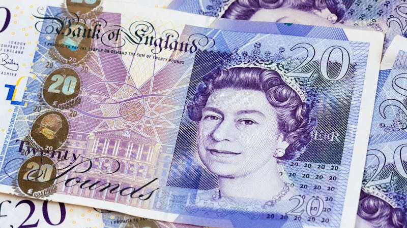 British pound money &pound;20 notes