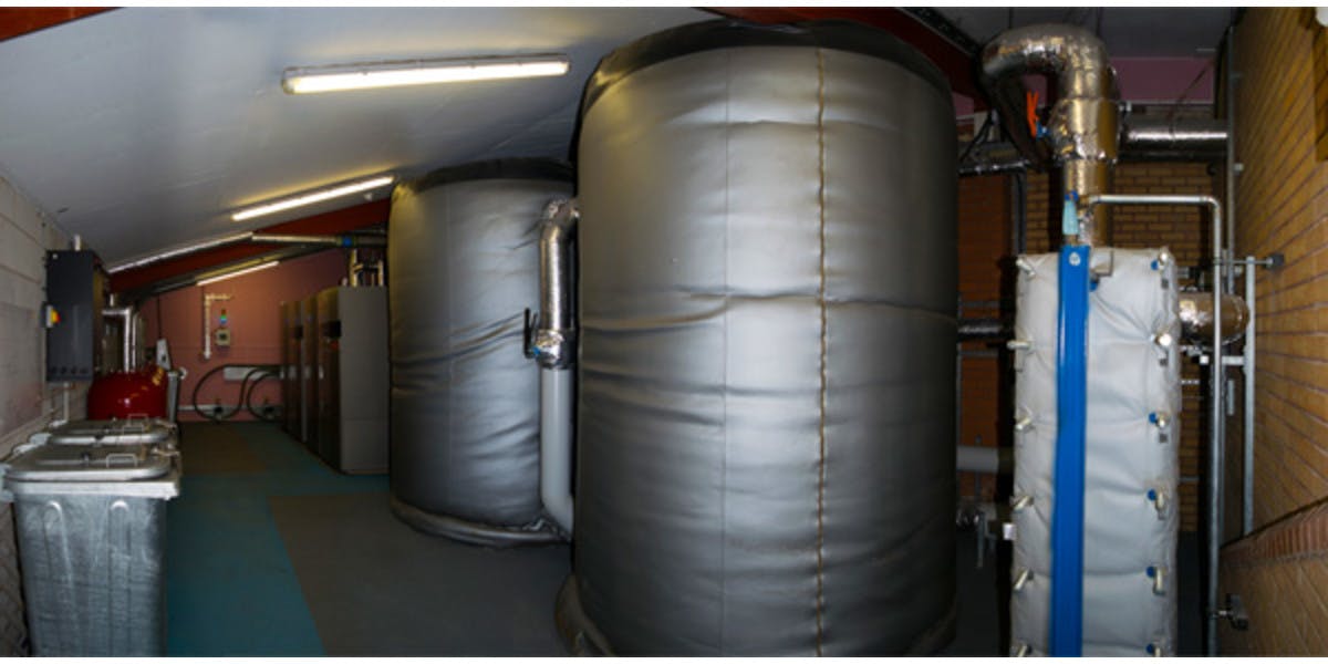 Dawlish Leisure Centre biomass system project plant room panoramic view