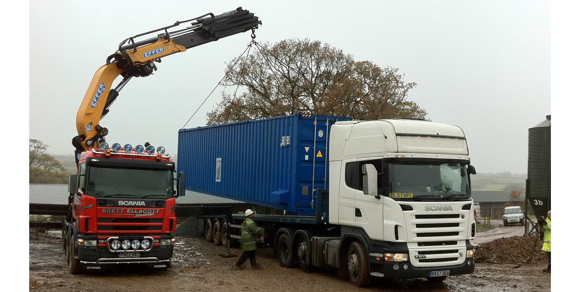 Menchine Poultry Farm - Crane Lifting Containers On Site