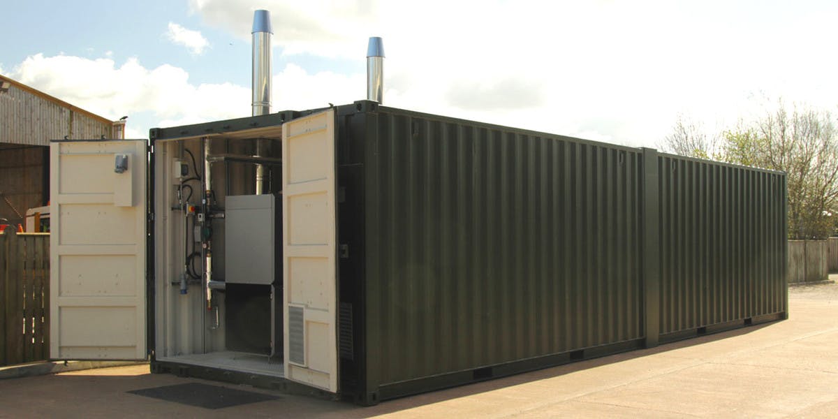Welsh Wildlife biomass boiler system container solution