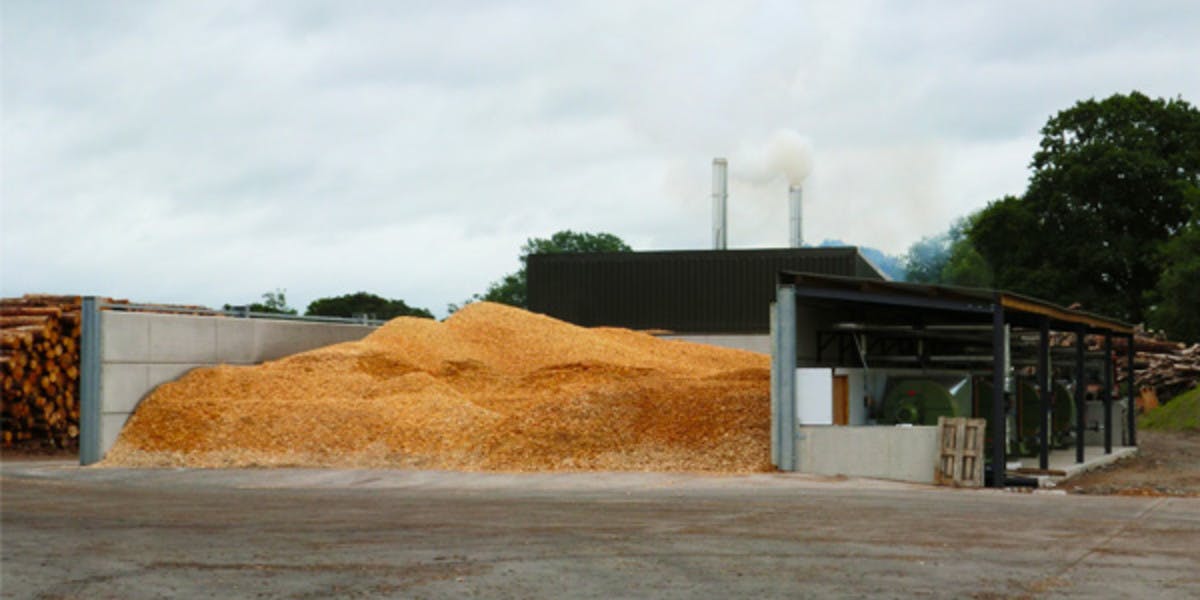 Wood chip biomass drying system 3 Counties Wood Fuels Chalford Timber