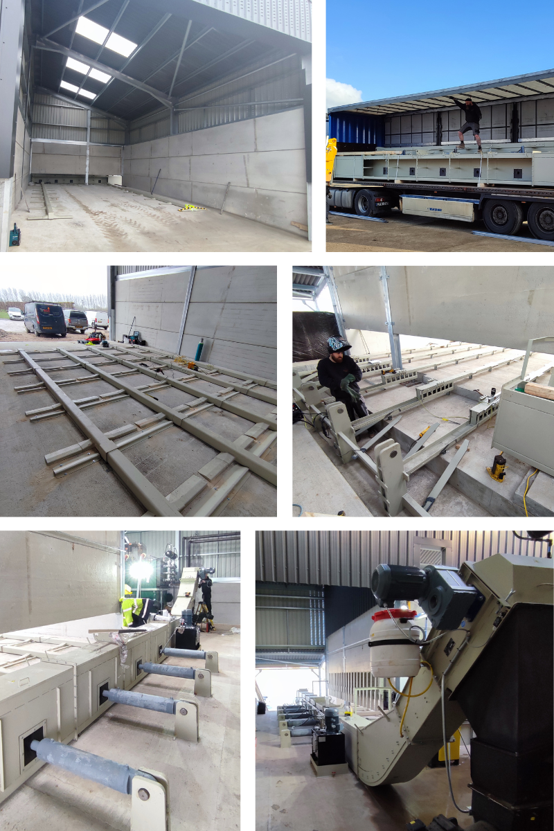 Images of a walking floor being built