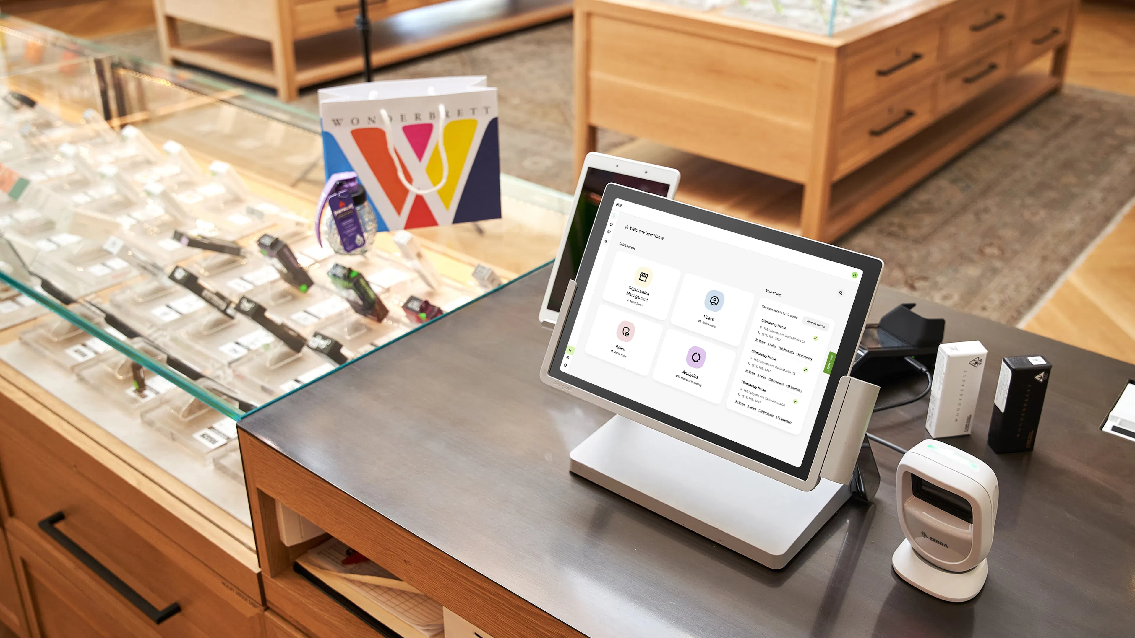 A visualization of a point of sale system screen in a multi-store operation