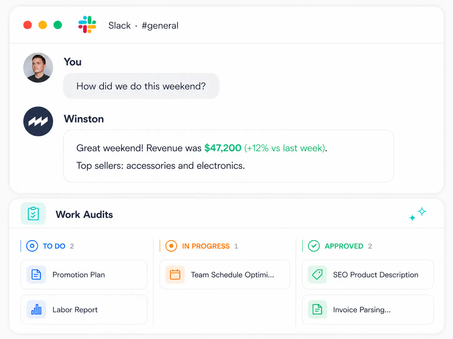 Winston conversation and work approvals