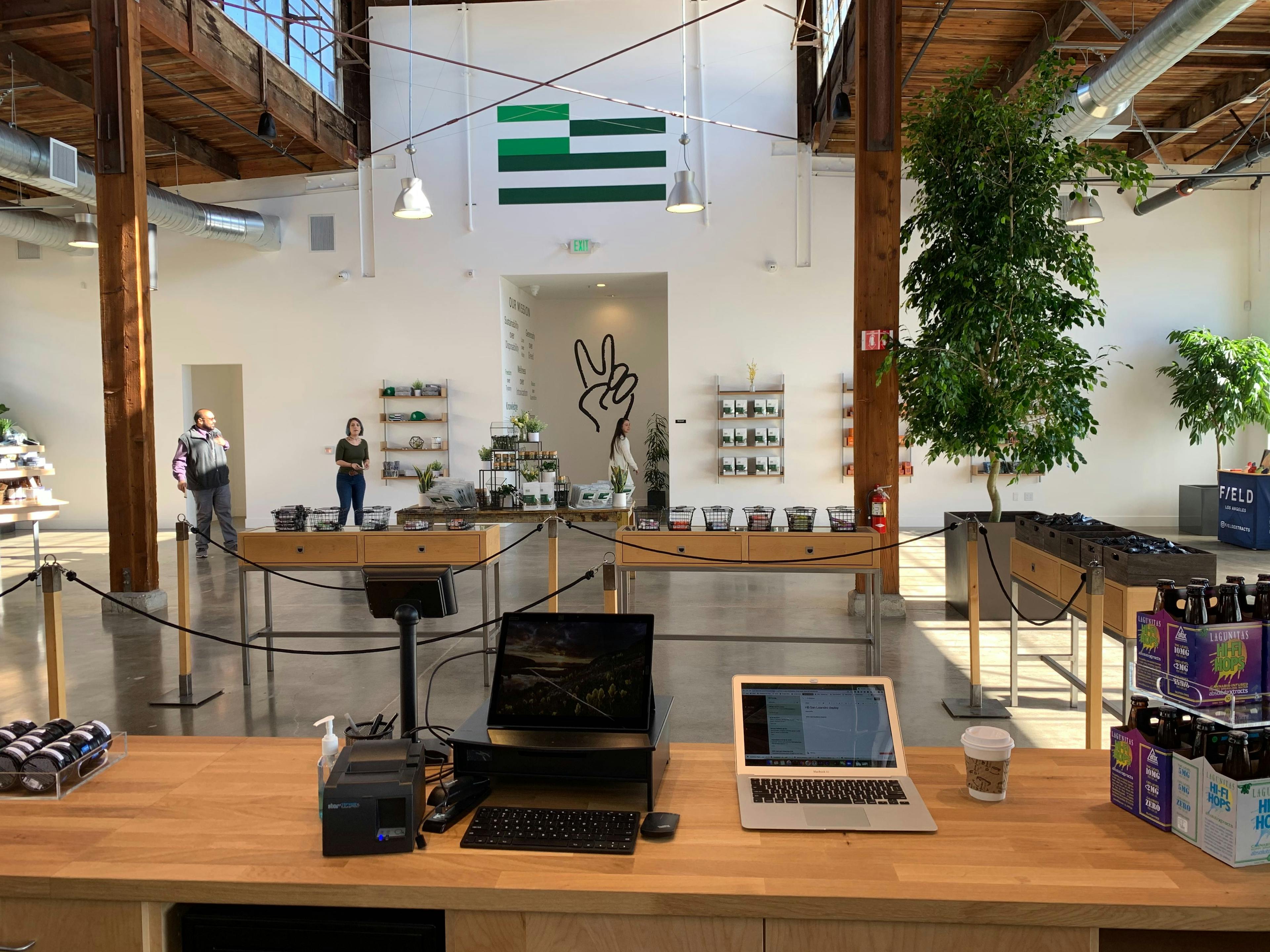 Clean dispensary visual with cannabis point of sale.