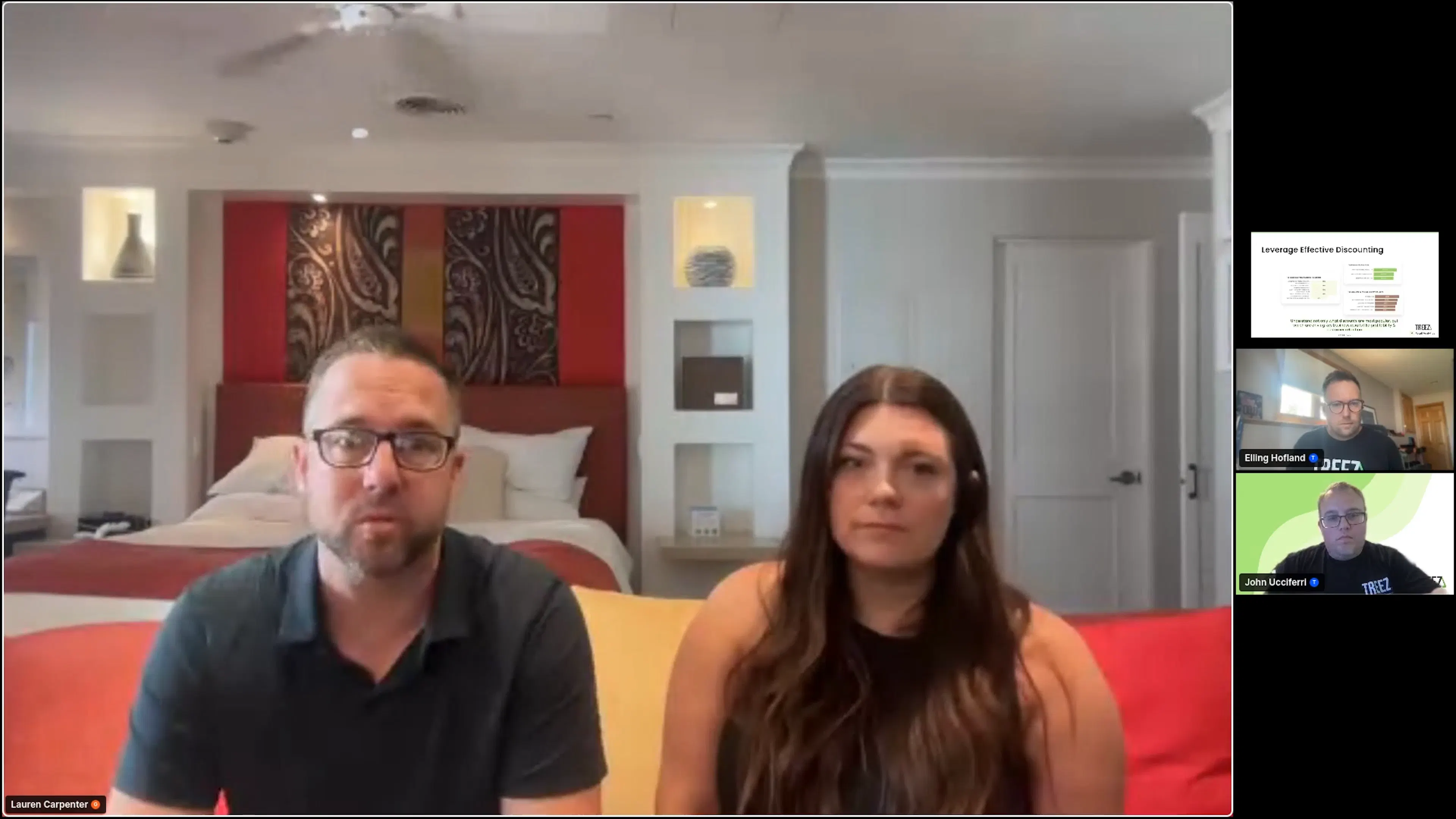Dustin Moore and Lauren Carpenter of Embarc, sharing wisdom at Treez webinar How Successful Dispensaries Operate…