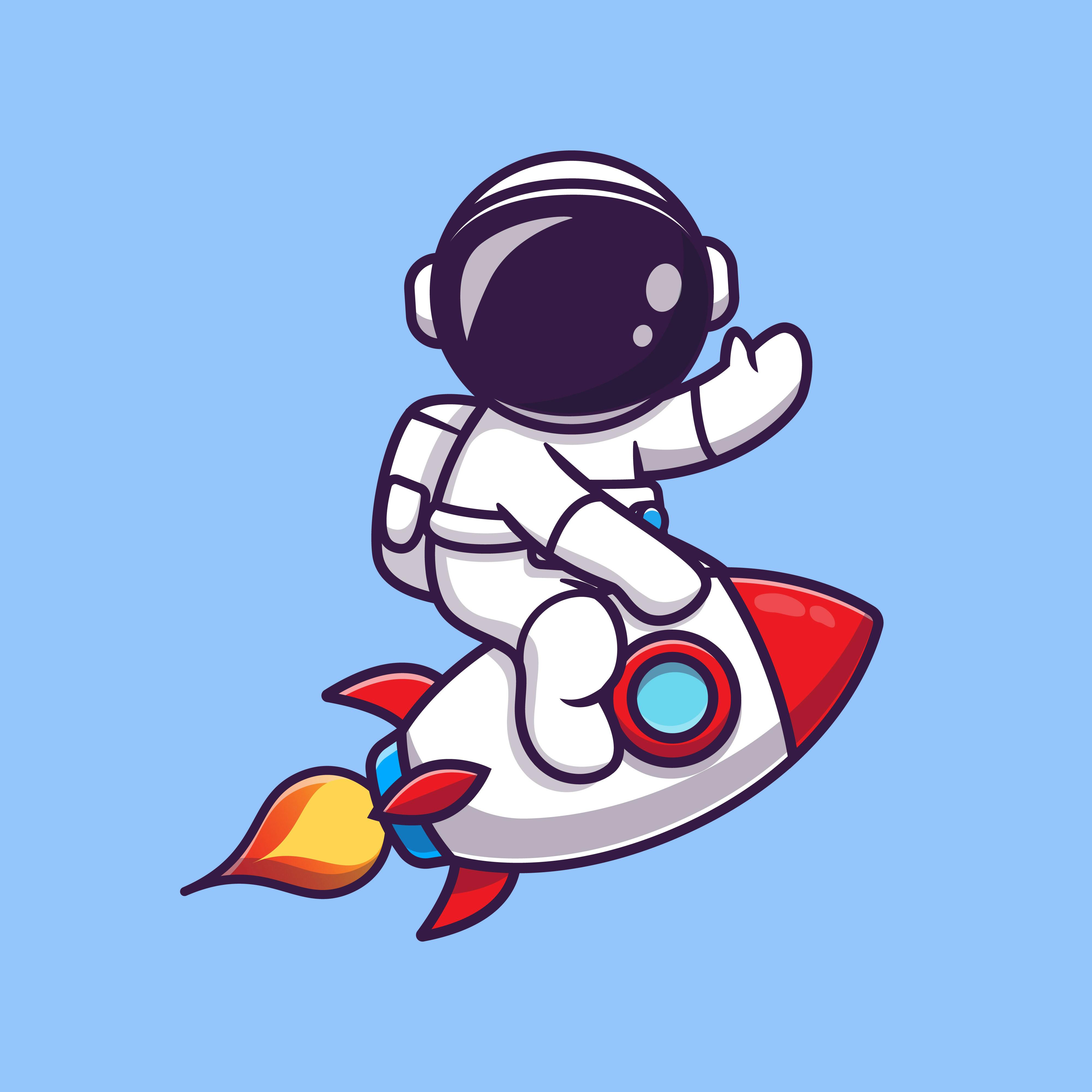 Astronaut riding a rocket