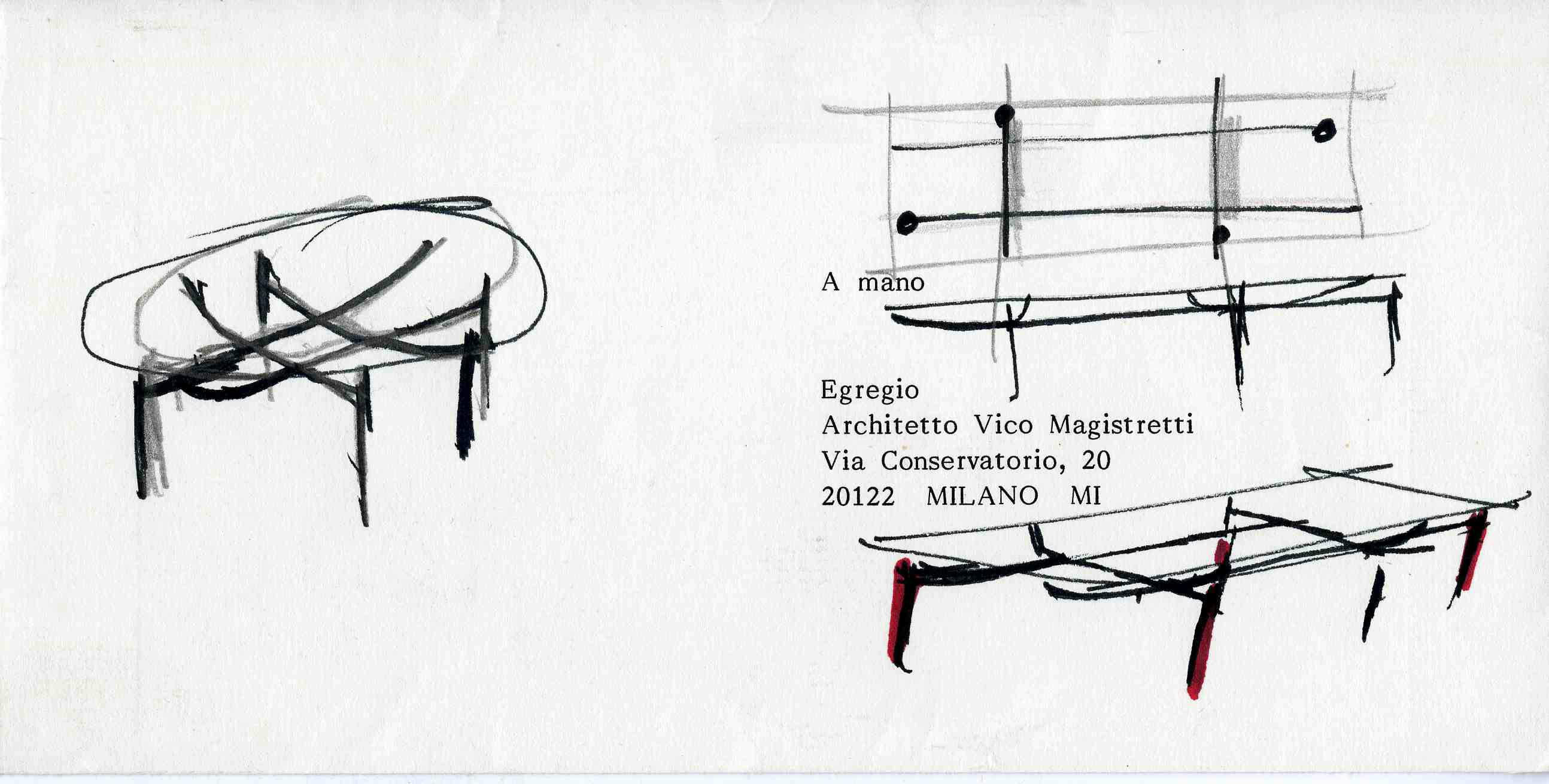 Drawing for table Edison © Archivio Studio Magistretti - Fondazione Vico Magistretti