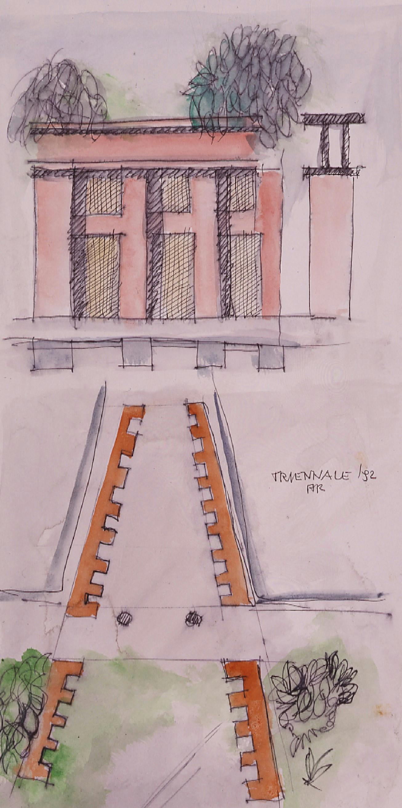 1992, XVIII Triennale, disegni per il progetto dell'allestimento Aldo Rossi e Luca Meda