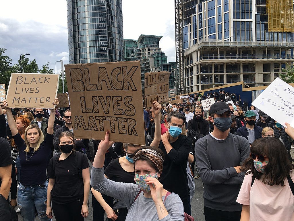 Protestors for Black Lives Matter at the US Embassy in London in June 2020 © Katie Crampton (WMUK)