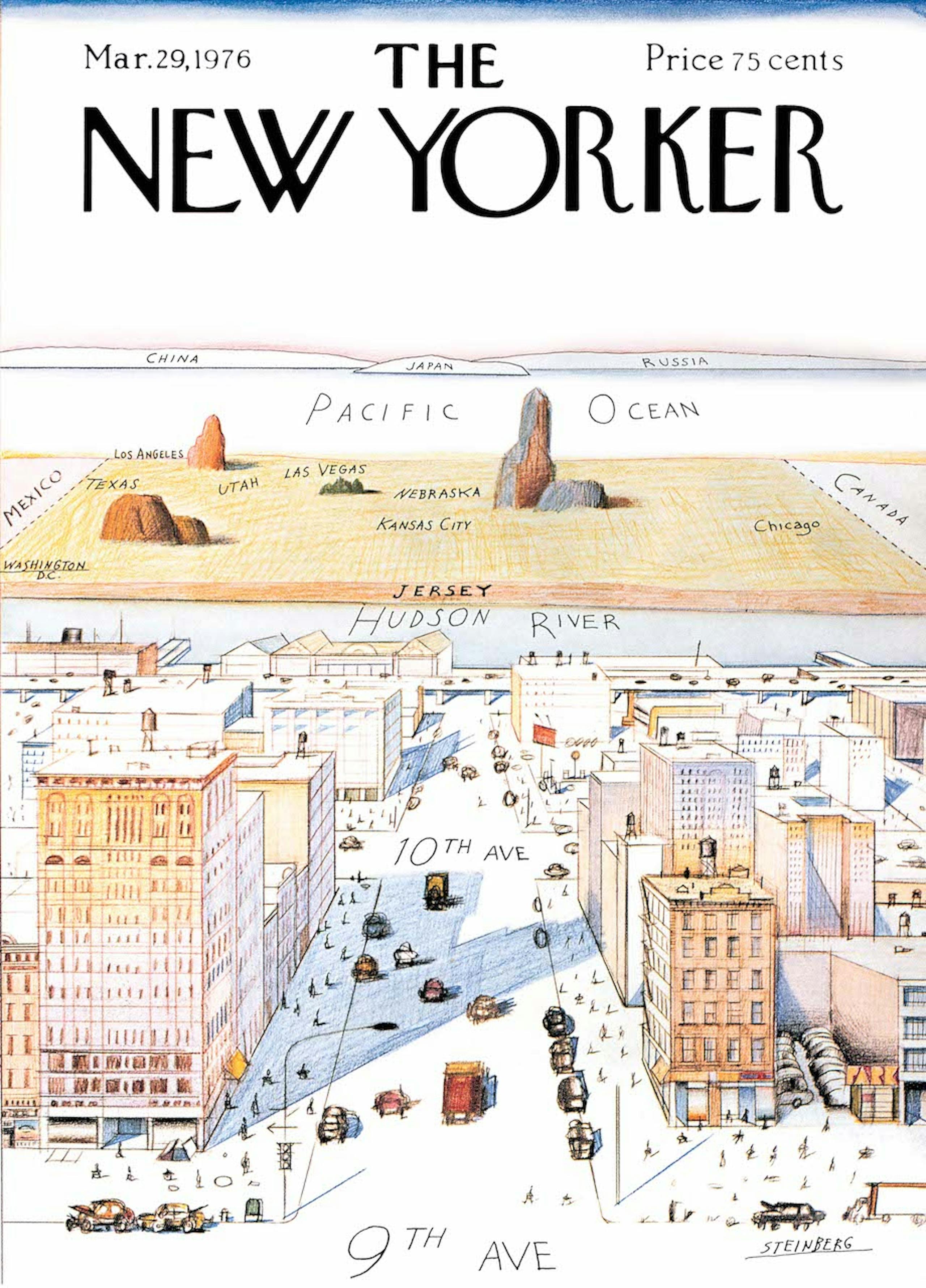 Saul Steinberg, Cover of The New Yorker, Mar.29, 1976 © The Saul Steinberg Foundation /Artists Rights Society (ARS), New York 