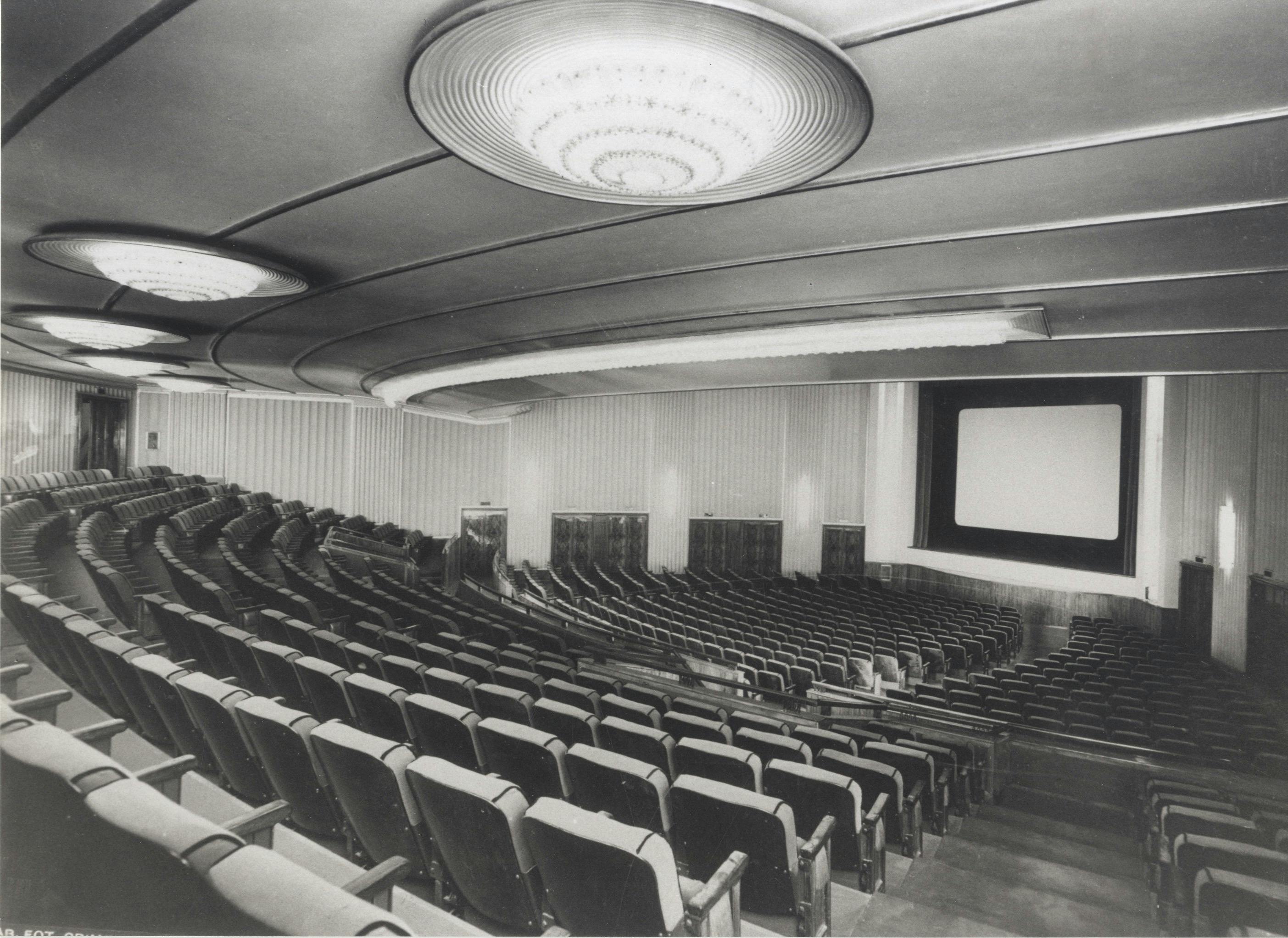 Cinema Metro Astra in Corso Vittorio Emanuele, screening room, 1941, project by architect Alessandro Rimini