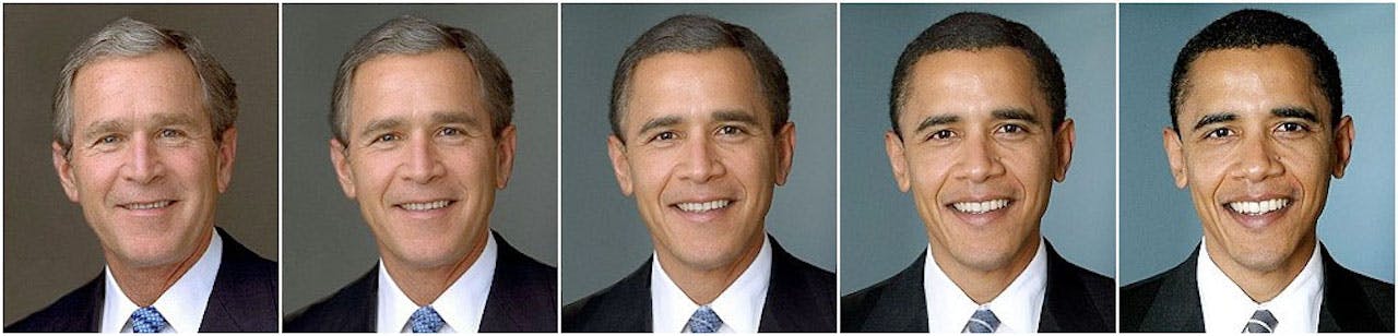 Face morphing tra i presidenti George W. Bush e Barack Obama